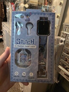 Disney Stitch Earbuds with Matching Blue Watch Band Set